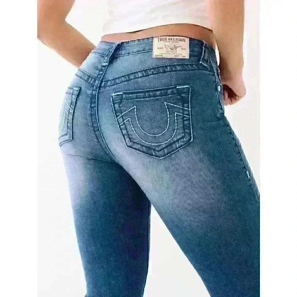 NEW! True Religion Women's 28 Becca Mid Rise Big T Bootcut Jean NWT $199 - Picture 4 of 5